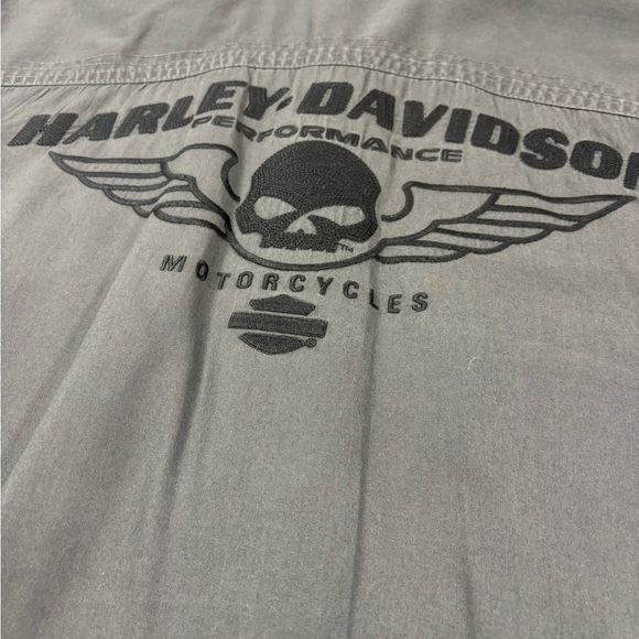 Harley-Davidson Men's Winged Logo Button Down Gray Size L - Picture 4 of 8